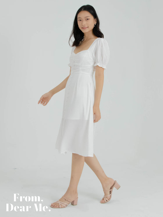 Emme Sweetheart Midi Dress in White ...